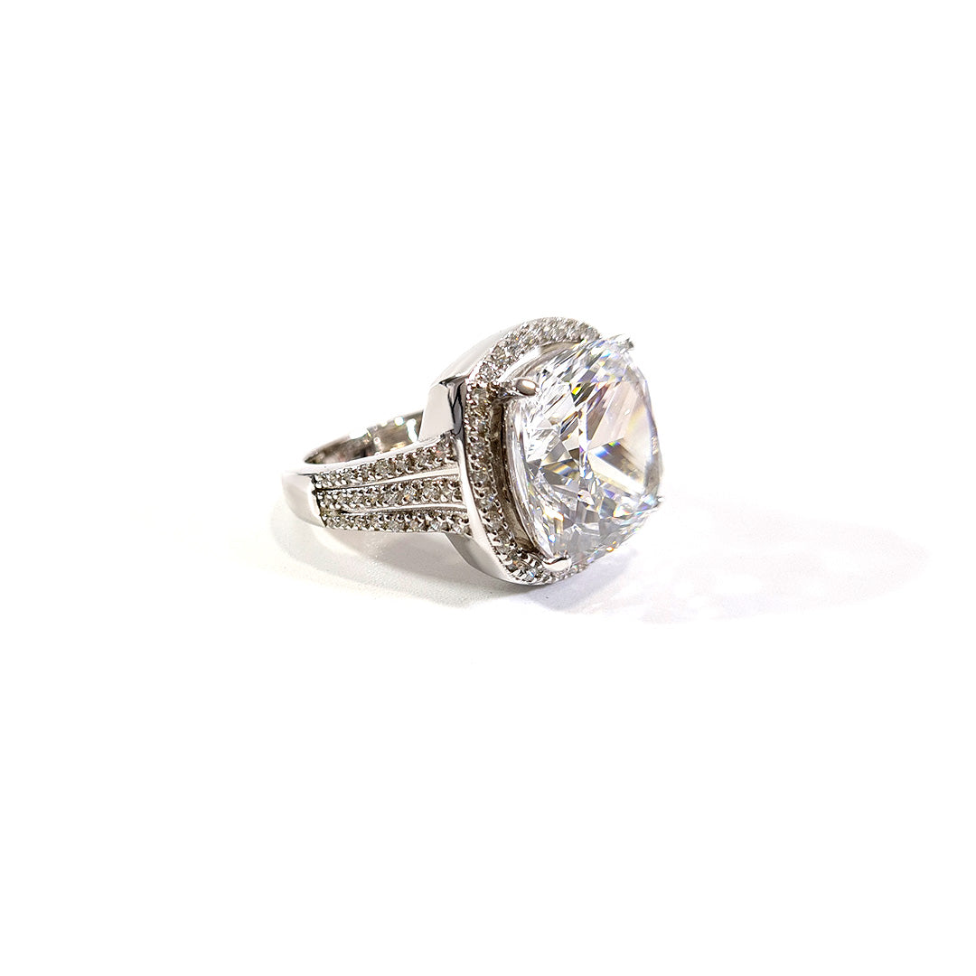 HALO CUSHION DIAMOND PROMISE RING