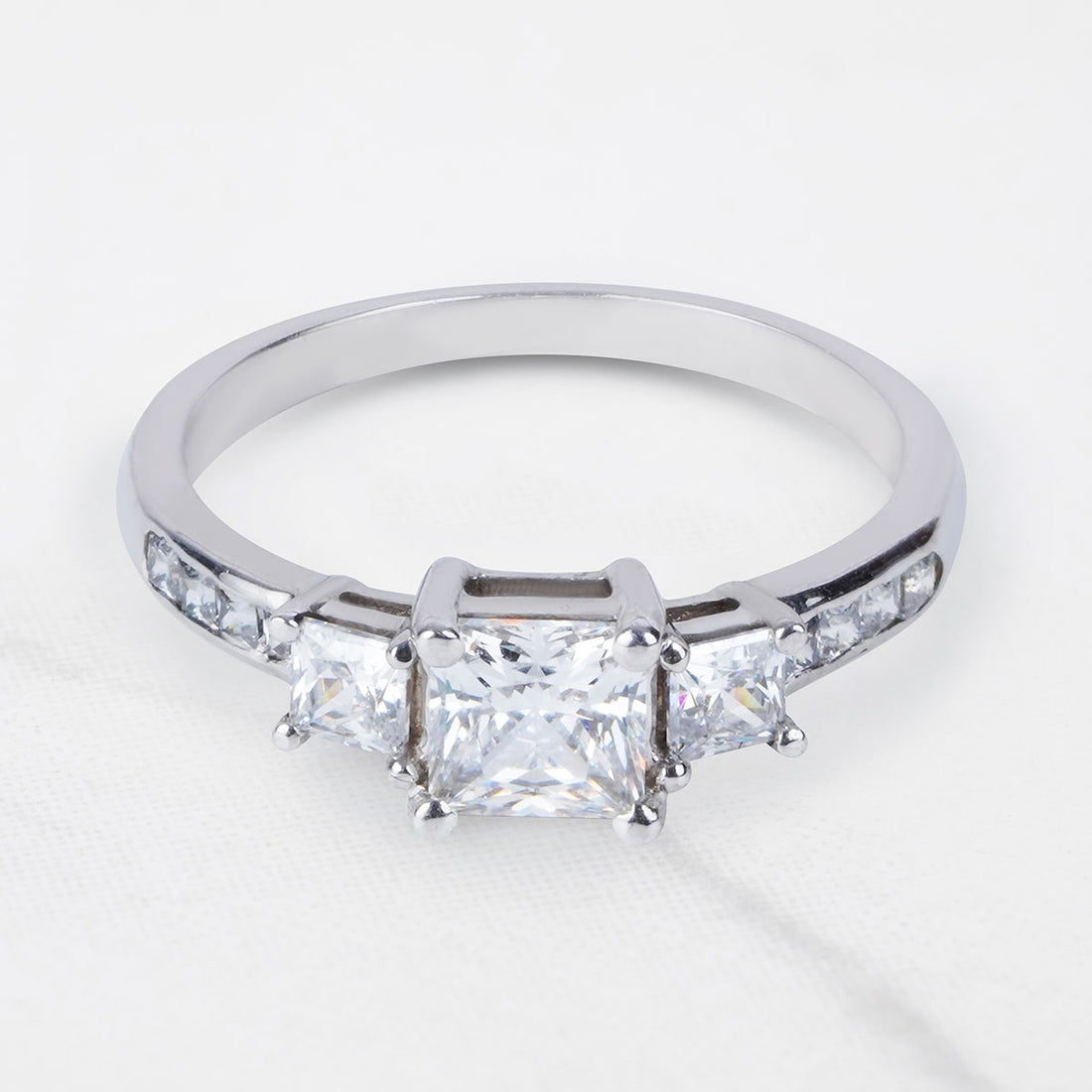 3 Stone Engagement Rings Princess Cut Diamond Promise Ring