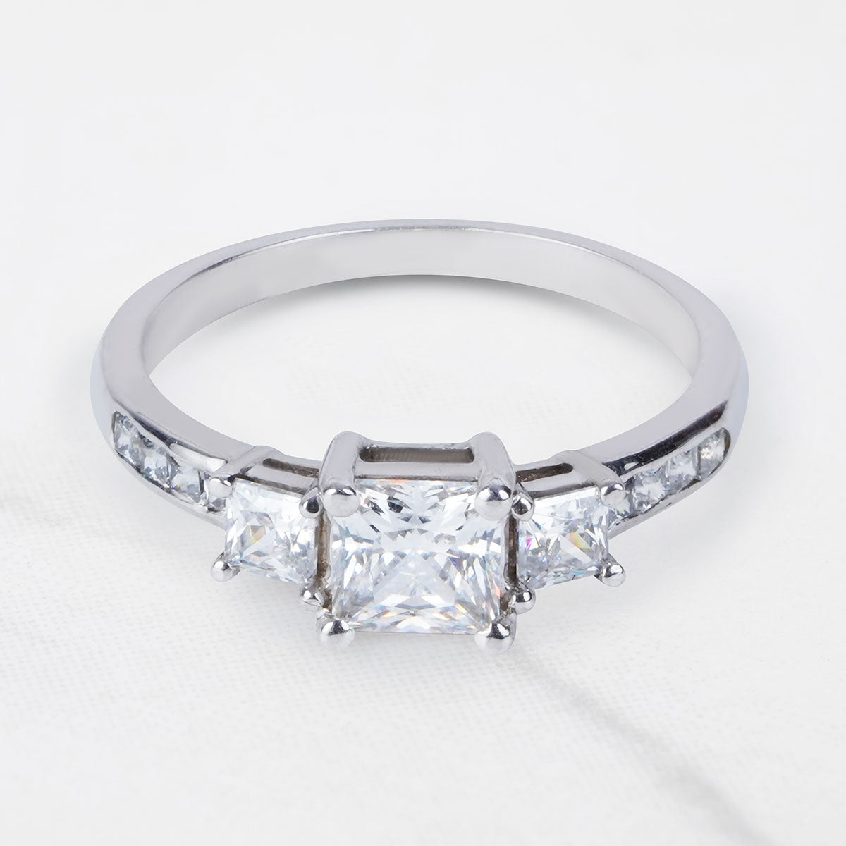 3 Stone Engagement Rings Princess Cut Diamond Promise Ring