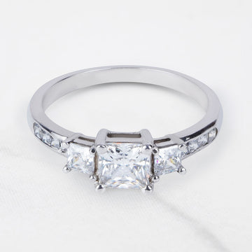 3 Stone Engagement Rings Princess Cut Diamond Promise Ring