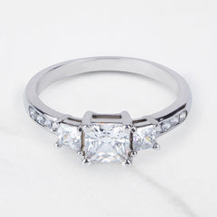 3 Stone Engagement Rings Princess Cut Diamond Promise Ring