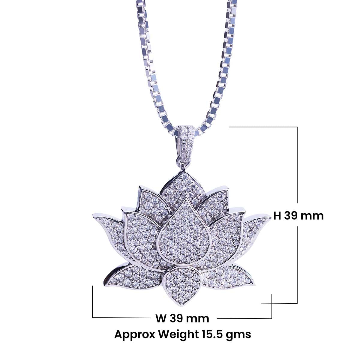 Iced Out Lotus Necklace Sterling Silver Lotus Pendant for Girls