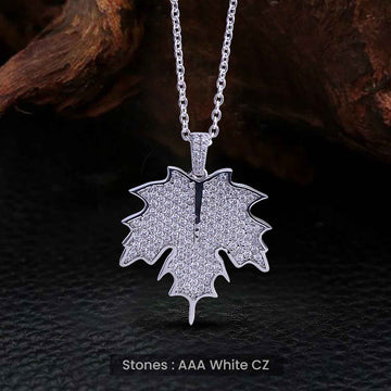 Maple Leaf Necklace Hip Hop Iced Out Pendant Autumn Jewelry