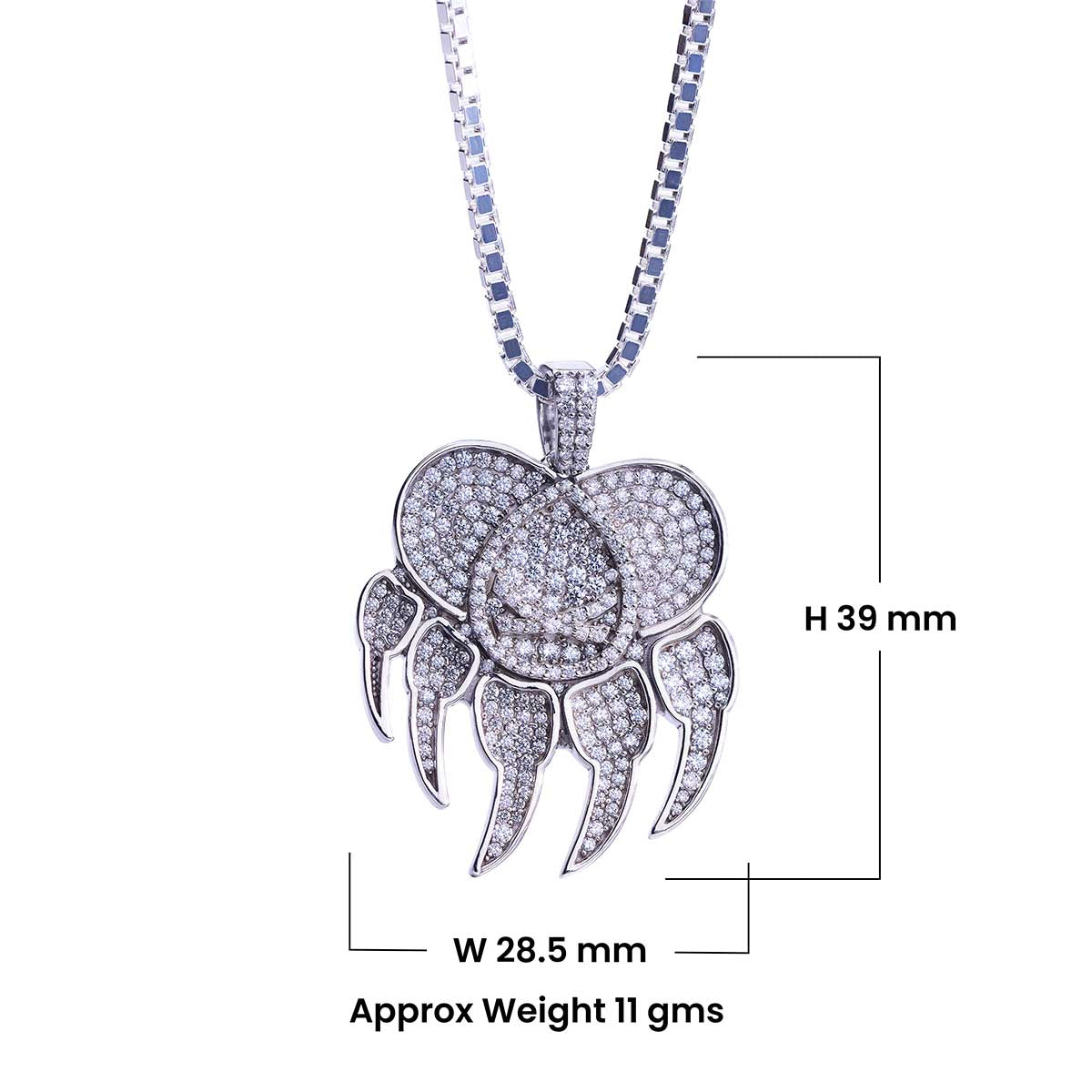Iced Out Paw Necklace Wild Animal Claw Pendant Hip Hop Jewelry