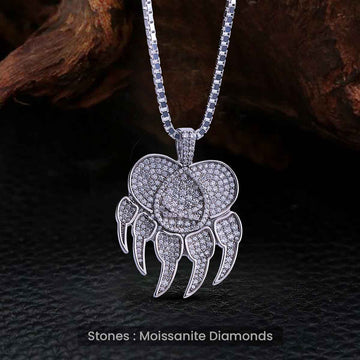 Moissanite Icedout Paw Pendant Necklace Animal Jewelry Hip Hop