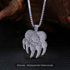 Moissanite Icedout Paw Pendant Necklace Animal Jewelry Hip Hop
