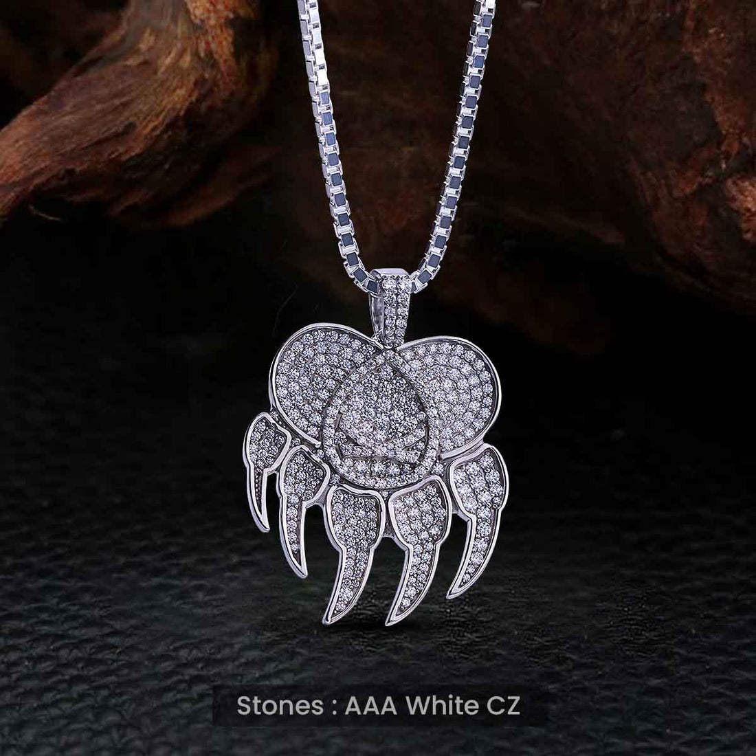 Iced Out Paw Necklace Wild Animal Claw Pendant Hip Hop Jewelry