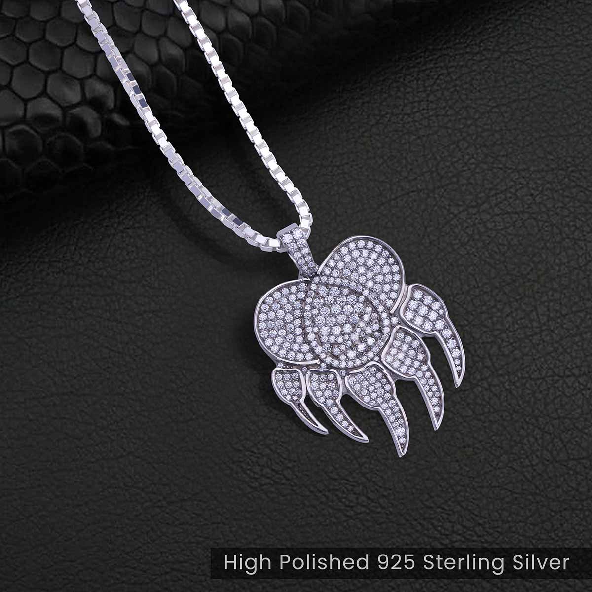 Iced Out Paw Necklace Wild Animal Claw Pendant Hip Hop Jewelry