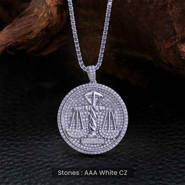 Scale of Justice Necklace Iced Out Weight Balance Scale Pendant Libra Jewelry