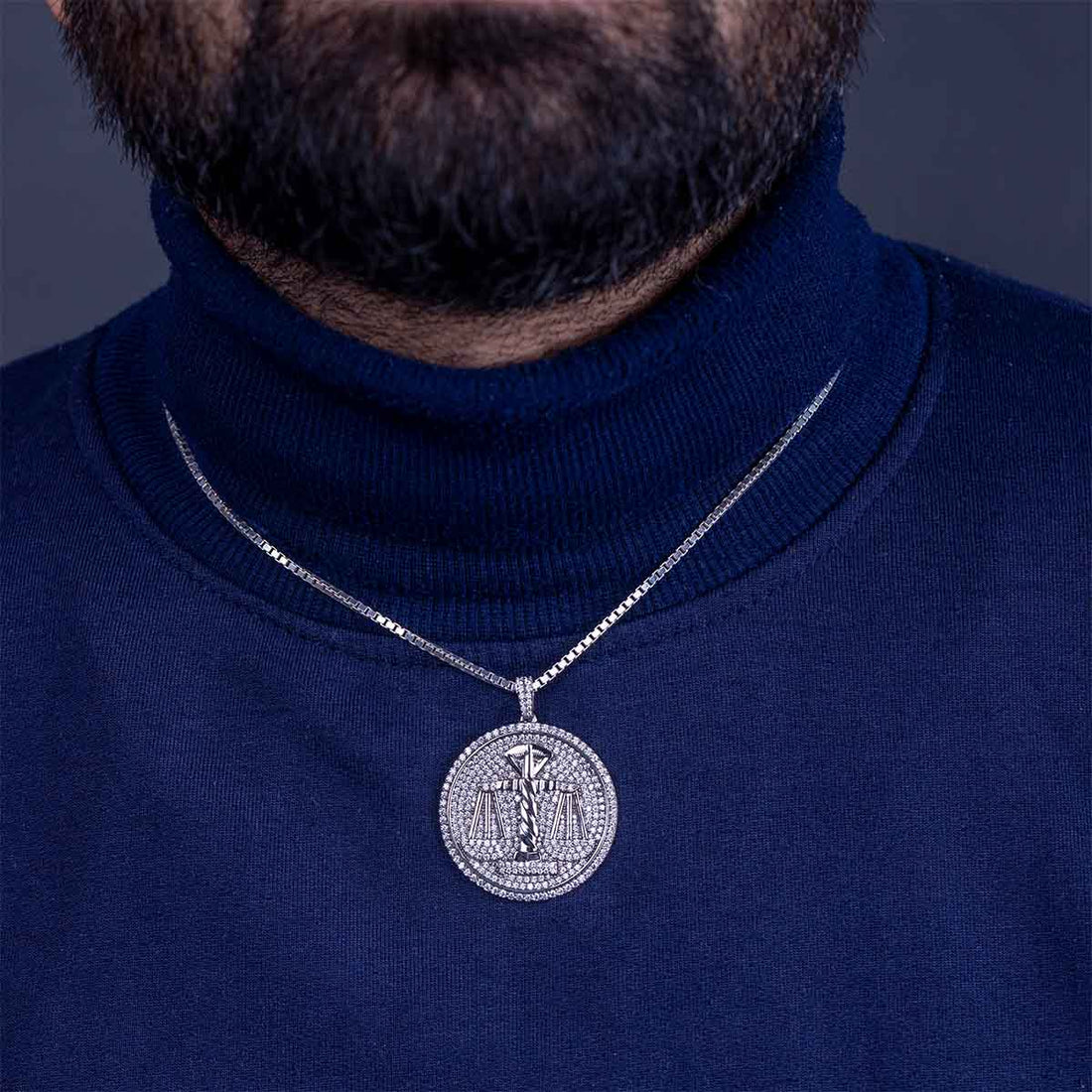 Scale of Justice Pendant Necklace Moissanite Iced Out Weight Balance Scale Libra Jewelry