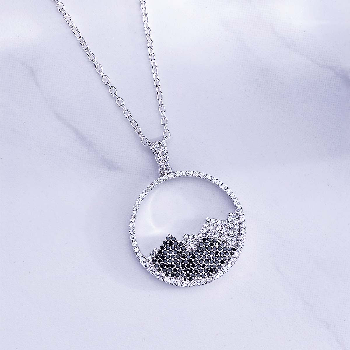 Mountain Pendant Necklace 925 Sterling Silver Gift for Mountaineer