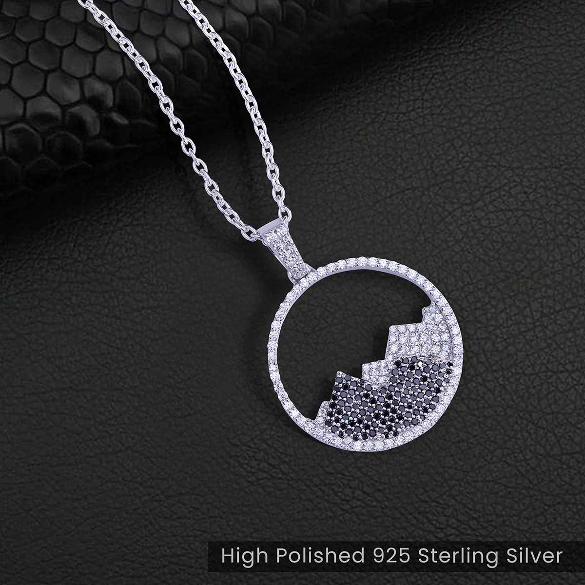 Mountain Pendant Necklace 925 Sterling Silver Gift for Mountaineer