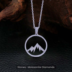 Mountain Peak Pendant Necklace Iced Out Mountaineer Jewelry