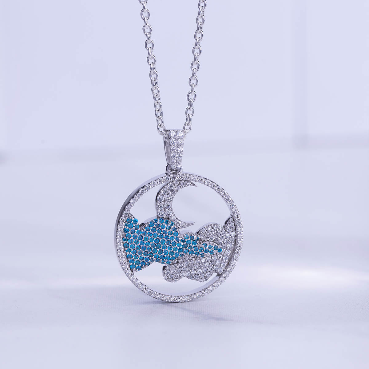 Crescent Moon and Cloud Pendant Necklace Celestial Jewelry