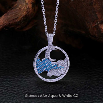 Crescent Moon and Cloud Pendant Necklace Celestial Jewelry
