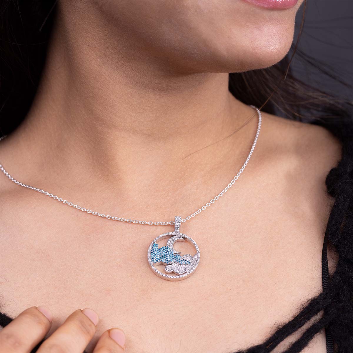 Crescent Moon and Cloud Pendant Necklace Celestial Jewelry