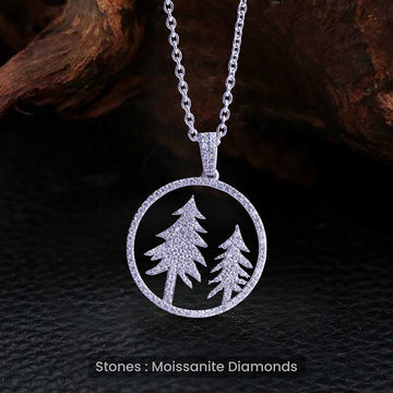 Moissanite Iced Out Christmas Tree Pendant Necklace Xmas Winter Holiday Jewelry