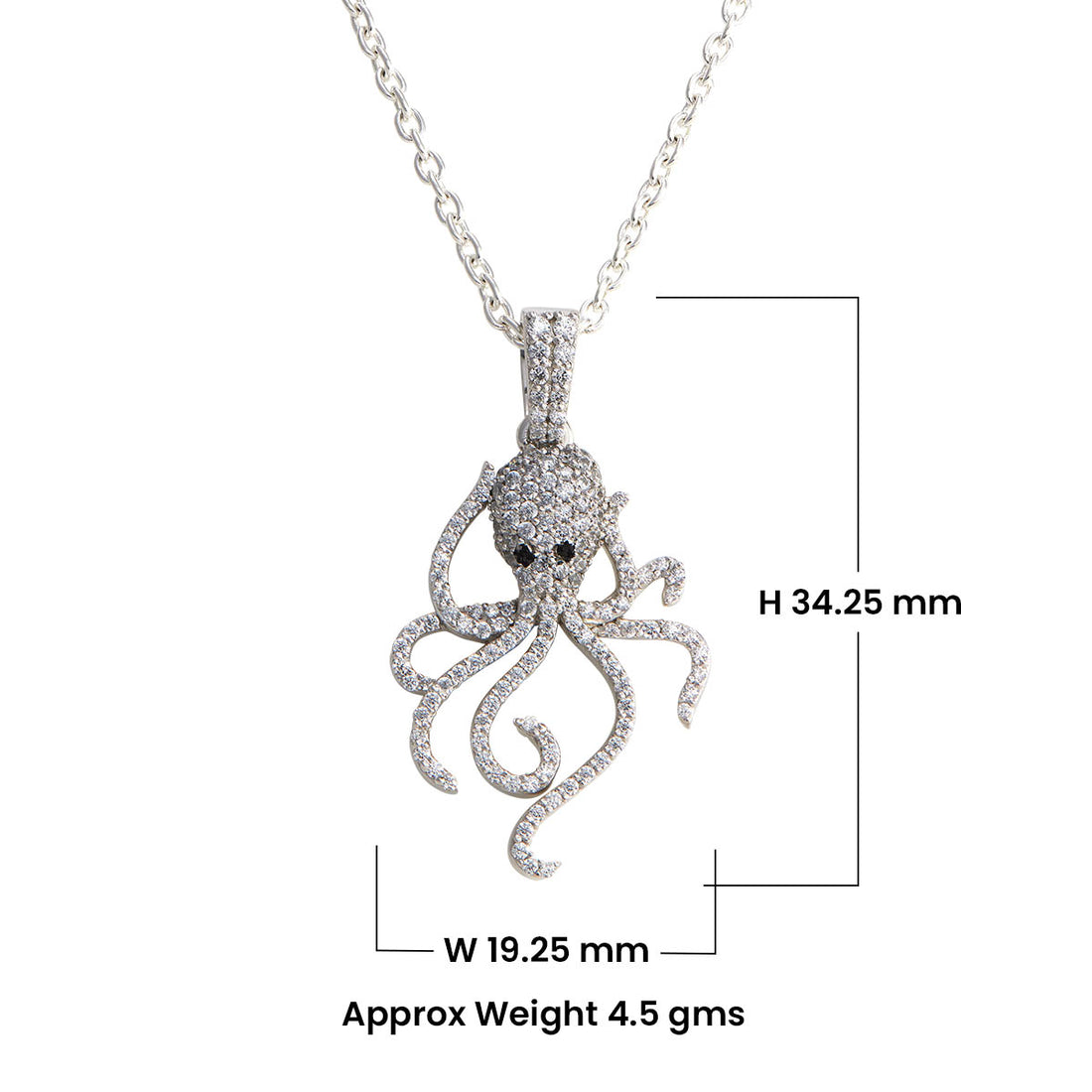 Moissanite Iced Out Octopus Necklace Pendant Chain Sea Jewelry