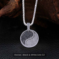 Yin Yang Pendant Necklace Black and White Diamonds Iced Out