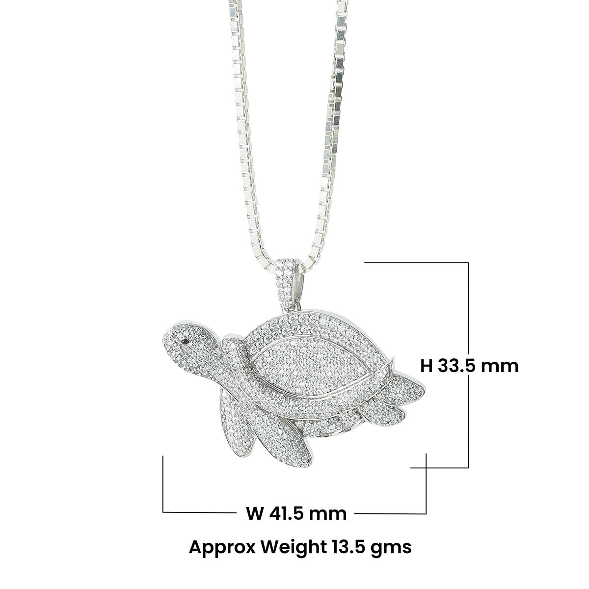 Diamond Turtle Pendant Necklace Iced Out Ocean Jewelry Silver