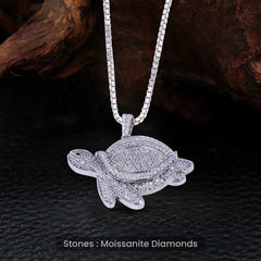Icy Turtle Pendant Necklace Moissanite Iced Out Ocean Jewelry