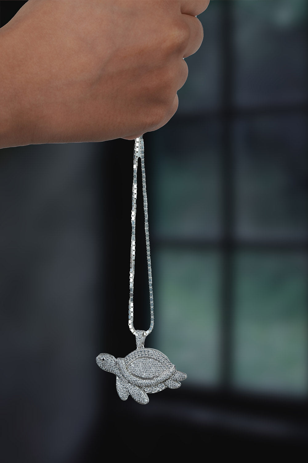Icy Turtle Pendant Necklace Moissanite Iced Out Ocean Jewelry