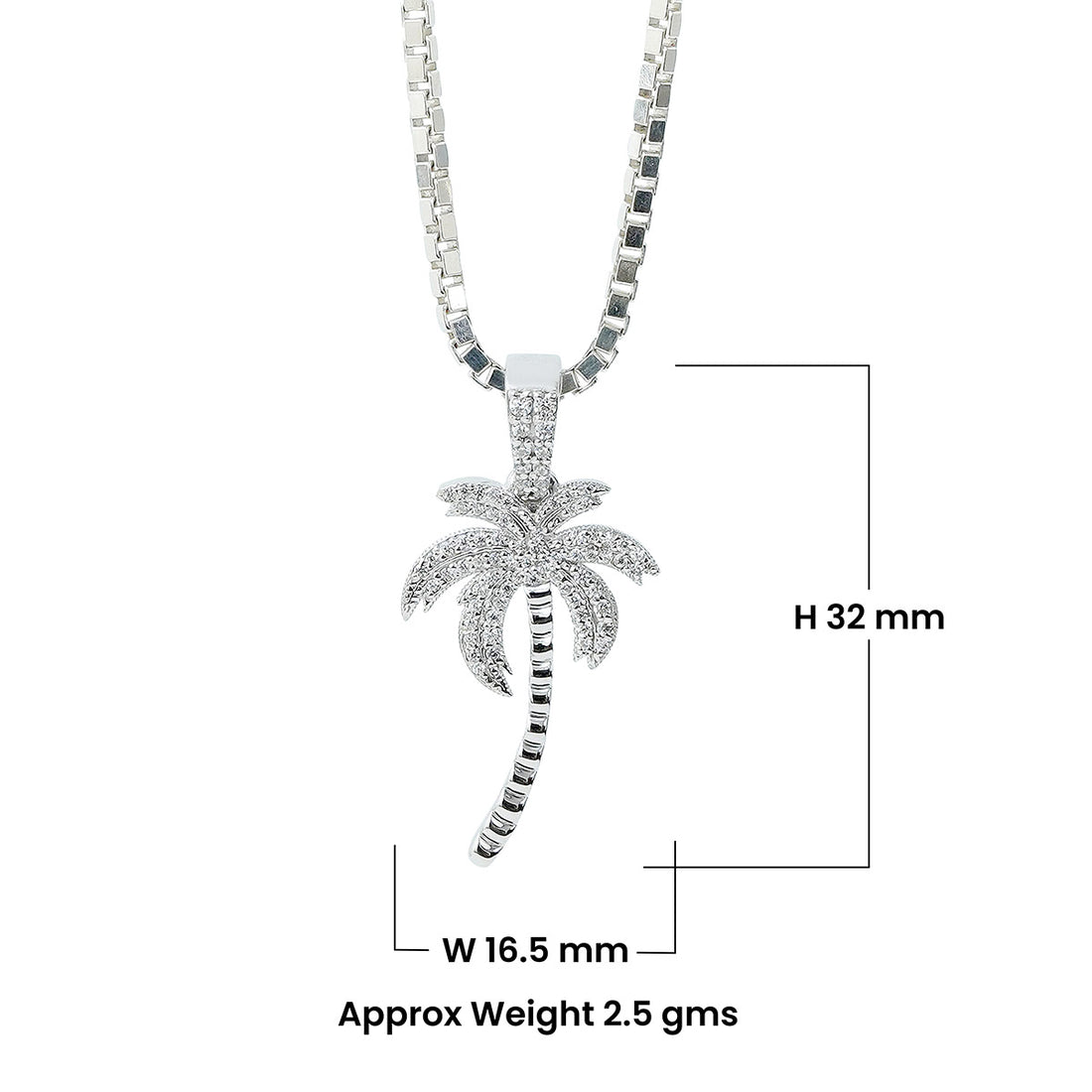 Moissanite Palm Tree Pendant Necklace Hawaiian Beach Tropical Jewelry