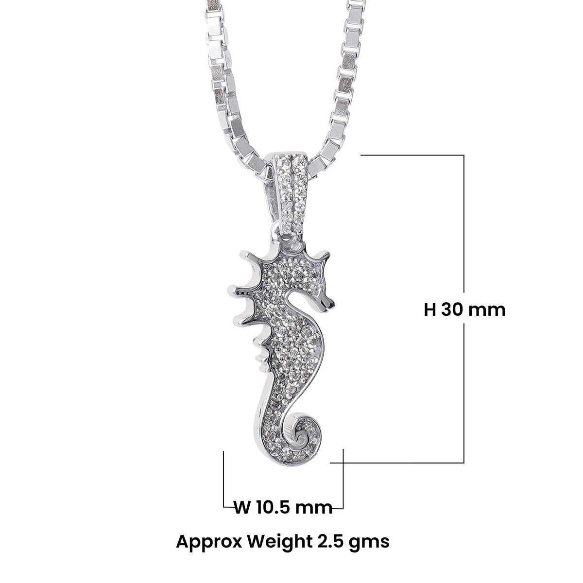 Seahorse Pendant Necklace Iced out Ocean Jewelry Sterling Silver