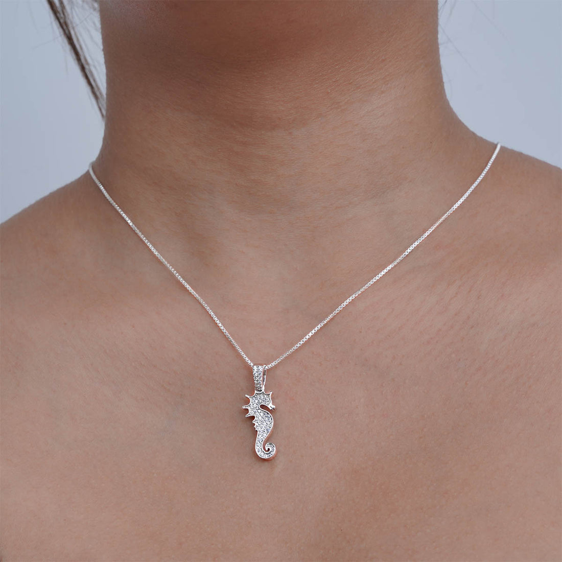 Moissanite Seahorse Pendant Necklace Iced Out Ocean Jewelry
