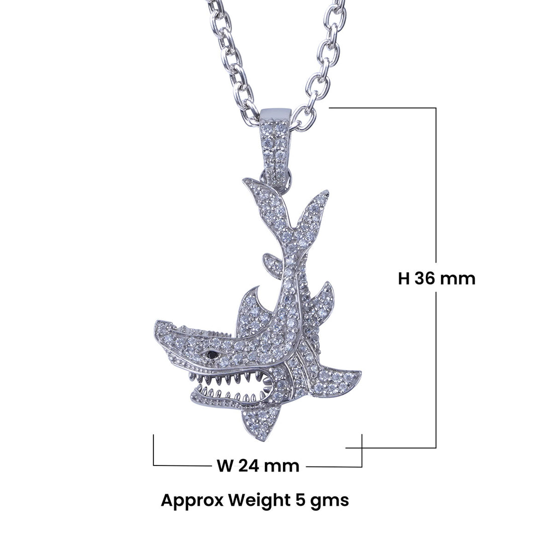 Shark Necklace Moissanite Iced Out Shark Pendant with Chain