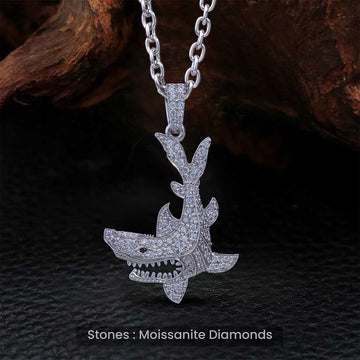 Shark Necklace Moissanite Iced Out Shark Pendant with Chain