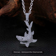 Shark Necklace Moissanite Iced Out Shark Pendant with Chain