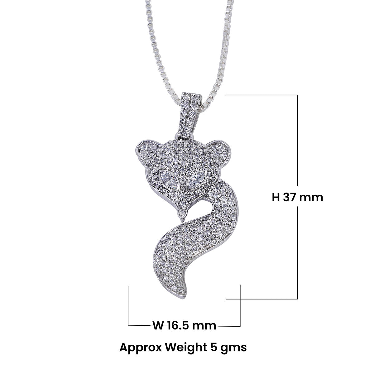 Diamond Fox Pendant Necklace Iced Out Animal Jewelry Silver