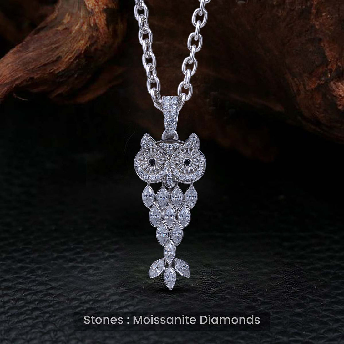 Moissanite Owl Necklace Iced Out Owl Pendant Gothic Jewelry