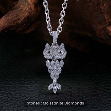 Moissanite Owl Necklace Iced Out Owl Pendant Gothic Jewelry