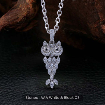 Iced Out Owl Pendant Necklace Gothic Charm Hip Hop Jewelry
