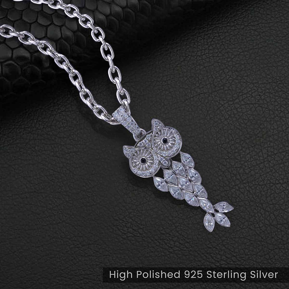 Iced Out Owl Pendant Necklace Gothic Charm Hip Hop Jewelry