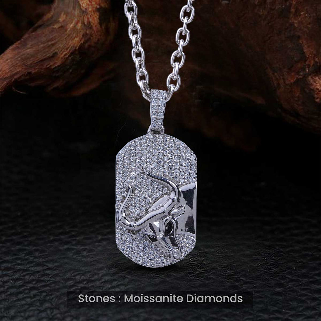 Taurus Bull Necklace Moissanite Iced Out Bull Pendant Hip Hop