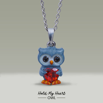 Cute Owl Pendant Necklace for Kids Hold My Heart Owl Jewelry