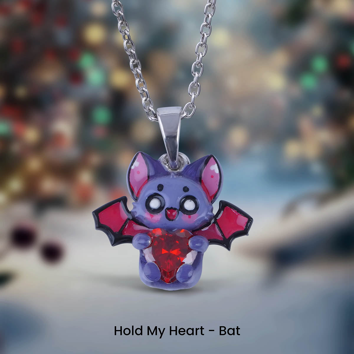 Cute Bat Pendant Necklace Kids Gothic Charm Halloween Jewelry