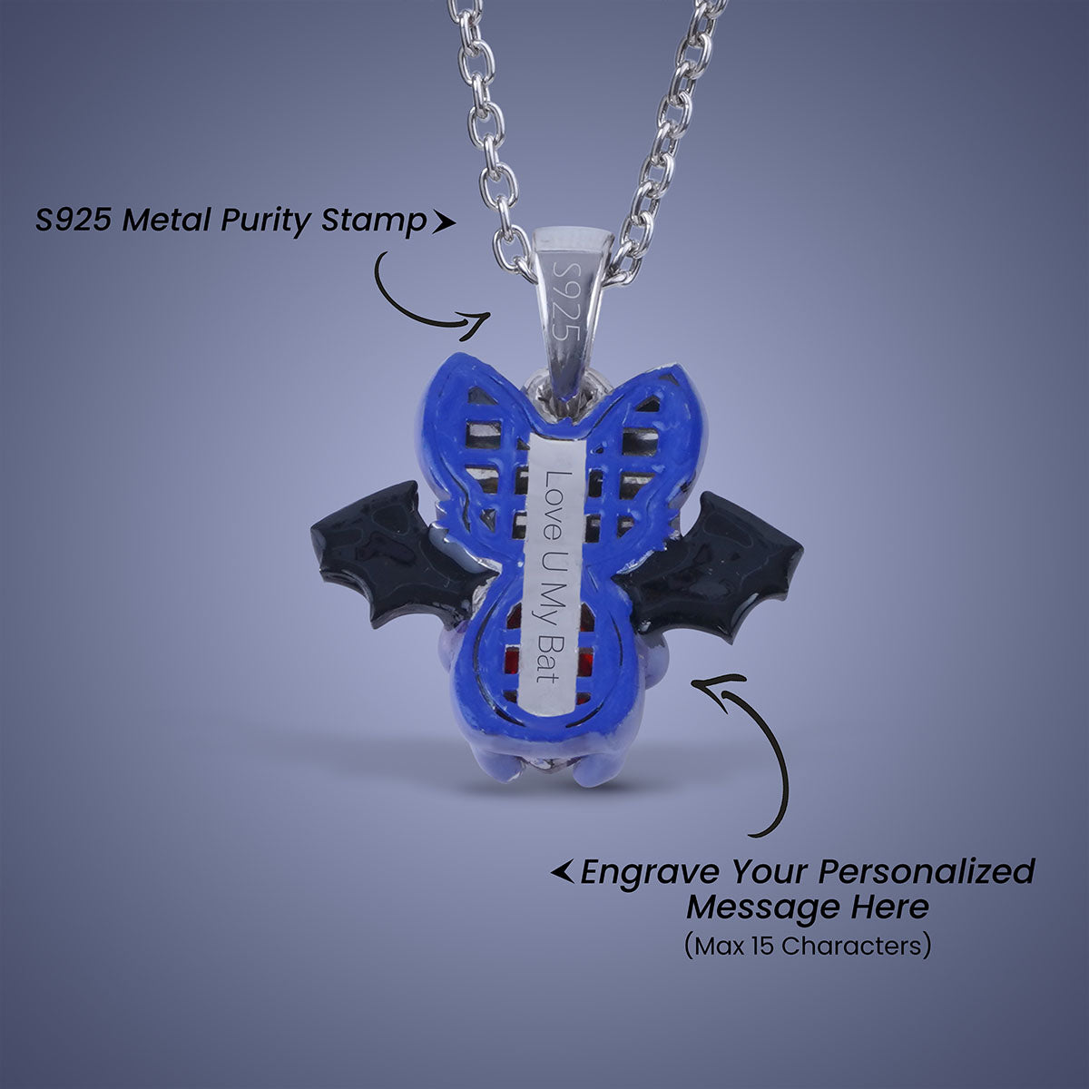 Cute Bat Pendant Necklace Kids Gothic Charm Halloween Jewelry