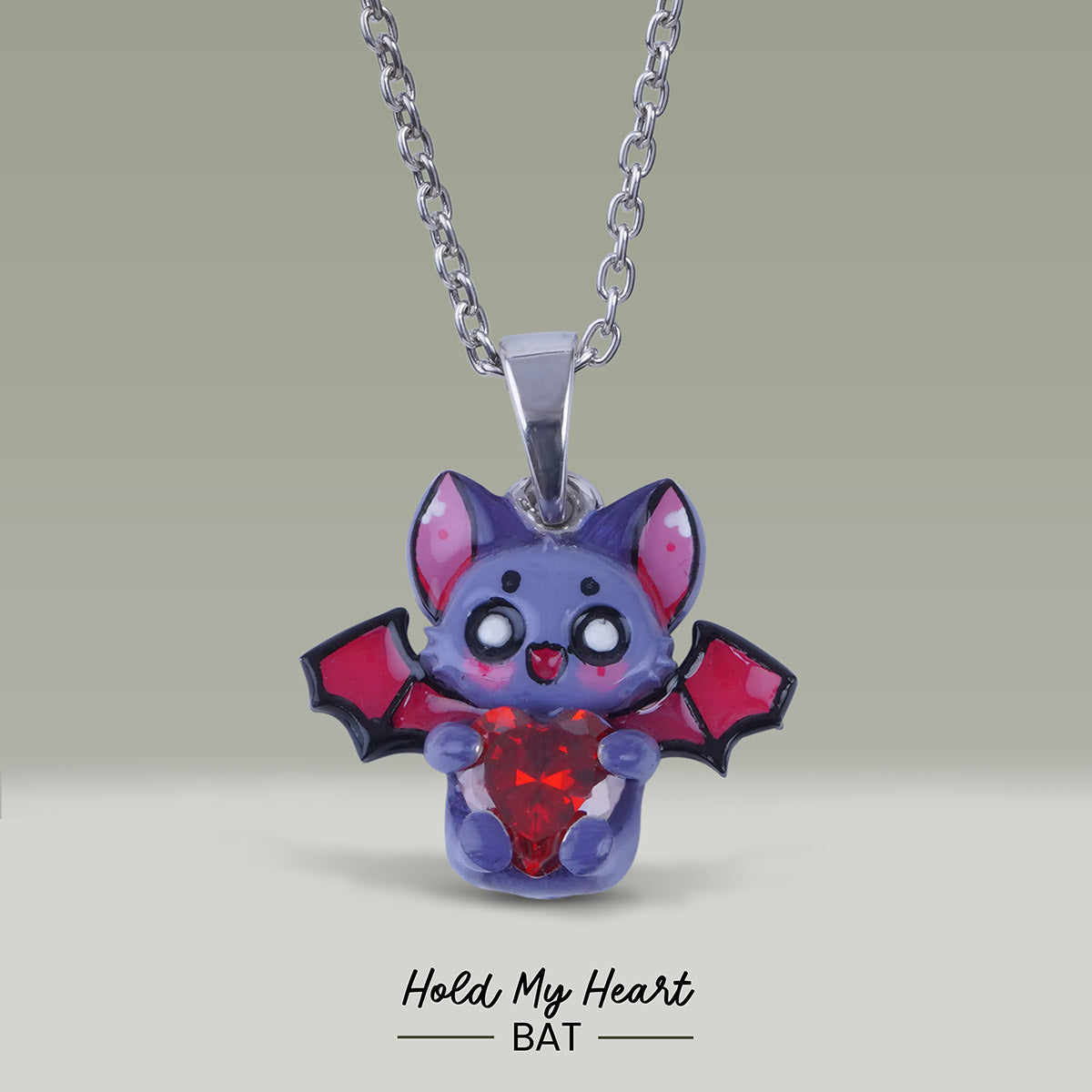 Cute Bat Pendant Necklace Kids Gothic Charm Halloween Jewelry