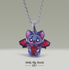 Cute Bat Pendant Necklace Kids Gothic Charm Halloween Jewelry