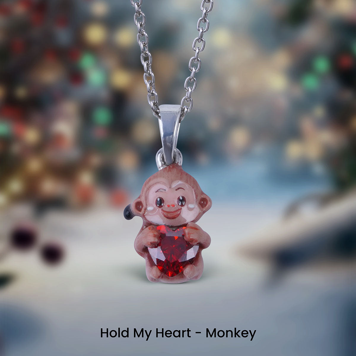 Cute Monkey Pendant Necklace Animal Charm Kids Jewelry Gift