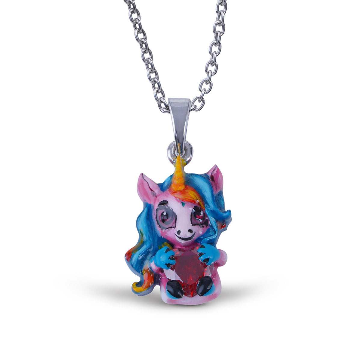 Unicorn Pendant Necklace for Kids 3D Enamel Fairytale Jewelry