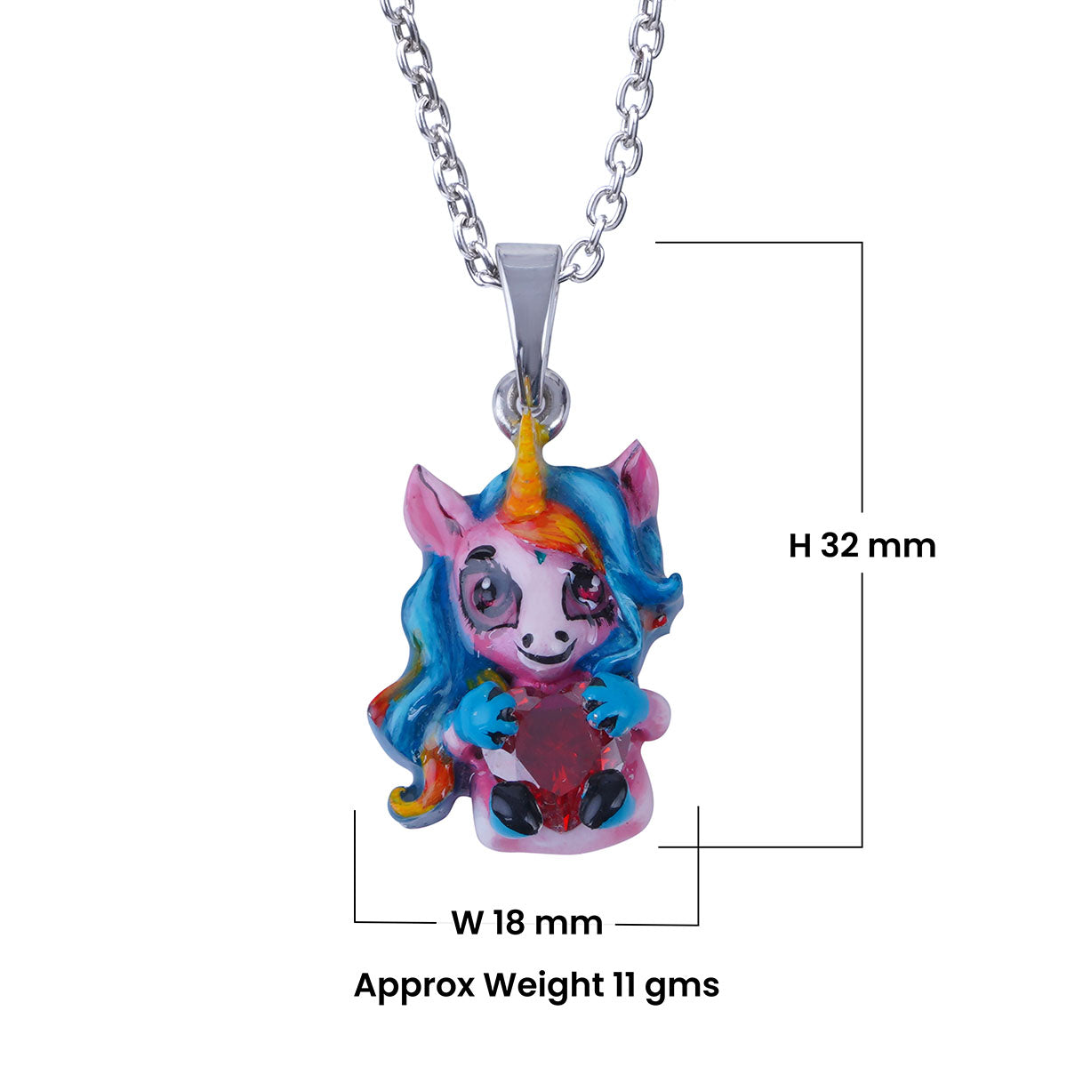 Unicorn Pendant Necklace for Kids 3D Enamel Fairytale Jewelry