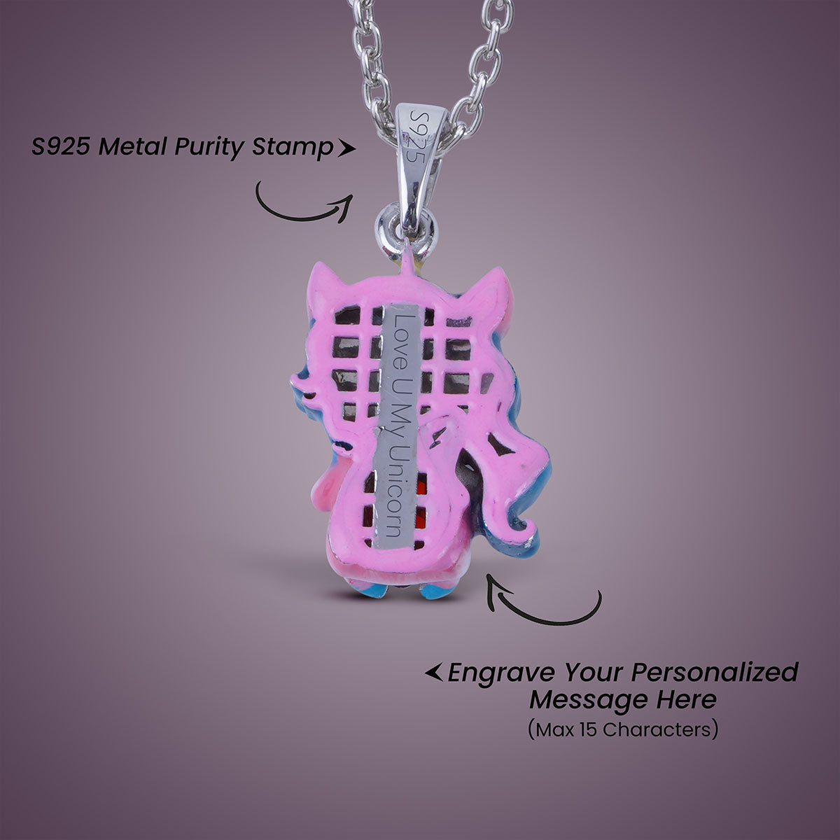 Unicorn Pendant Necklace for Kids 3D Enamel Fairytale Jewelry