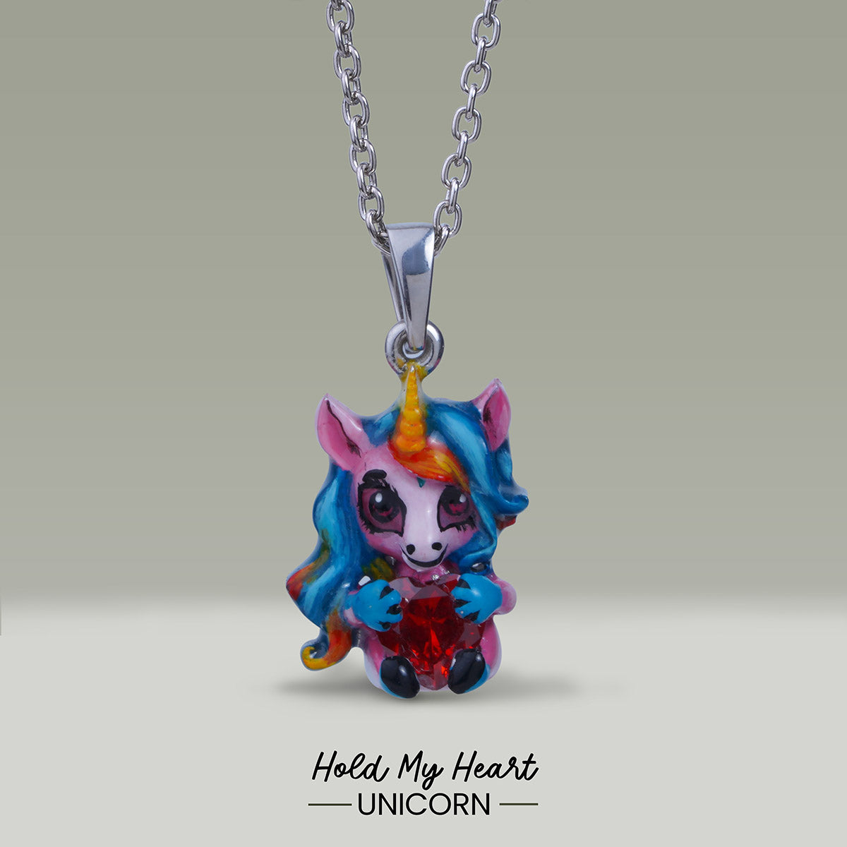 Unicorn Pendant Necklace for Kids 3D Enamel Fairytale Jewelry