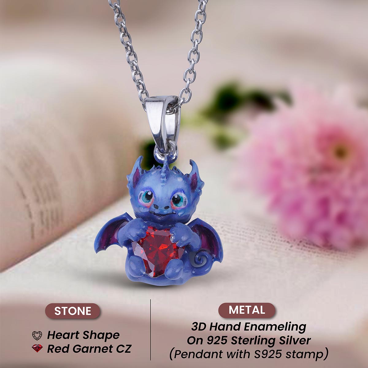Baby Dragon Pendant Necklace Fairytale Charm Girls Kids Jewelry