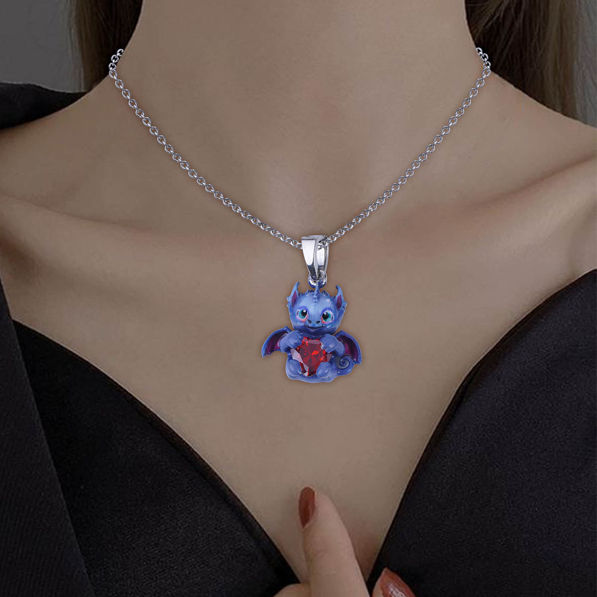 Baby Dragon Pendant Necklace Fairytale Charm Girls Kids Jewelry